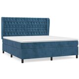 The Living Store Box spring postelja z vzmetnico temno modra 160x200 cm žamet - Box Spring Postelja, (21491975) | Shoptok.si