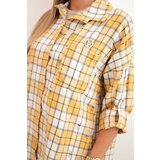 Kesi Włoski Women's cotton checkered shirt with a distressed effect mustard | shoptok.hr