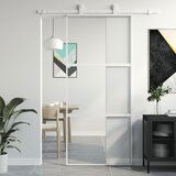 vidaXL Drsna vrata bela 90x205 cm kaljeno steklo in aluminij Cene