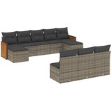  The Living Store Vrtna sedežna garnitura 10-delna z blazinami siv poli ratan - Vrtna Sedežna Garniture, (21450922) | Shoptok.si