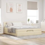  Otomanski krevet s madracem krem 180x200cm od tkanine | shoptok.hr
