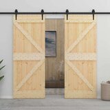  Klizna vrata 2 pcs Prirodna i crna Masivna borovina | shoptok.hr
