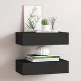  Zidne police s ladicom 2 kom crne 40 x 23,5 x 10 cm MDF | shoptok.hr