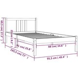  Za krevet od masivnog drva 90 x 190 cm 3FT jednokrevetni | shoptok.hr