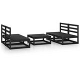  Sedežna garnitura 5-delna črna trdna borovina | Shoptok.si