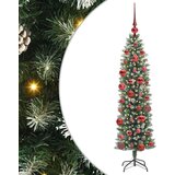 vidaXL Umetno vitko božično drevo med 150 LED Zelena in bela 150 cm | Shoptok.si