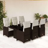 vidaXL Vrtna bistro garnitura 7-delna z blazinami rjav poli ratan | Shoptok.si