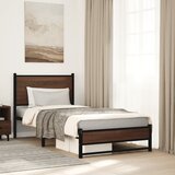 Maison Chic Kovinski Posteljni okvir - Enojna postelja - Postelja za odrasle brez vzmetnice rjavi hrast 90x200 cm, (21696041) | Shoptok.si