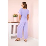 Kesi Włoski Viscose set pleated blouse + trousers light purple | Shoptok.si