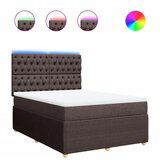 vidaXL Box spring postelja z vzmetnico temno rjava 160x200 cm blago, (21305969) | Shoptok.si