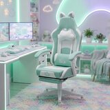  Igraća stolica s mačjim ušima podesivi naslon oslonac za noge do 120 kg Tiffany plava | shoptok.hr