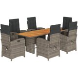  The Living Store Vrtna jedilna garnitura 7-delna z blazinami siv poli ratan - Vrtna Jedilna Garnitura, (21451852) | Shoptok.si