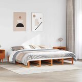 Maison Chic Posteljni okvir - Dvoposteljna postelja - Zakonska postelja brez vzmetnice vošč. rjava 200x200 cm borovina-J4655, (21767679) | Shoptok.si
