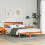  Konstrukcija postelje z vzglavjem Voskast rjav 140 x 210 cm, (5000123467) | Shoptok.si