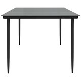  Vrtni blagovaonski stol crni 200x100x74 cm čelik i kaljeno staklo | shoptok.hr