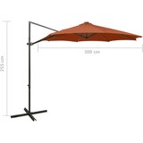  Konzolni suncobran sa stupom i LED svjetlima 300 cm terakota | shoptok.hr