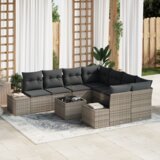vidaXL 9-delni vrtni kavč set z blazinami siva poli ratan | Shoptok.si