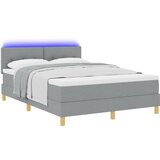 vidaXL Postelja s škrbico z vzmetnico in LED svetlobo svetlo siva 160x200 cm Tkanina, (22084010) | Shoptok.si