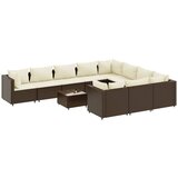  11-dijelni set vrtnih sofa od poliratana s jastucima smeđi | shoptok.hr