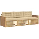  Set vanjskih sofa 3 kom. Bijela i bež Čvrsto drvo akacije | shoptok.hr