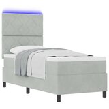  LED Box Spring Krevet Svijetlo siva 80 x 200 cm Baršun | shoptok.hr