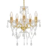 vidaXL Lestenec s kristalnimi kroglicami zlat okrogel 5 x E14 Cene