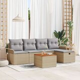 vidaXL Set 6-delne vrtne sedežne garniture z blazinami Bež Poli Ratan | Shoptok.si