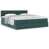  Otomanski posteljni okvir z vzmetnicami zelen 200x200cm žamet, (21873205) | Shoptok.si