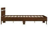 vidaXL Posteljni okvir z vzglavjem in LED rjavi hrast 135x190 cm, (20978688) | Shoptok.si