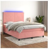 vidaXL Krevet box spring s madracem LED ružičasti 140x190cm baršunasti Cijene
