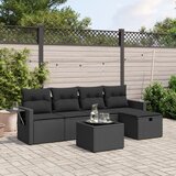 vidaXL 6-dijelni set vrtnih sofa s jastucima crni od poliratana | shoptok.hr
