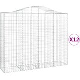 vidaXL Obokane gabion košare 12kosa 200x50x160/180 cm pocinkano železo, (21000526) Cene