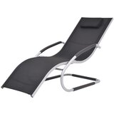 Maison Chic Ležalnik - Sončna ležalnik z vzglavnikom aluminij in tekstil črn, (22042991) | Shoptok.si