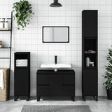 vidaXL Kopalniška omarica črna 80x33x60 cm inženirski les | Shoptok.si