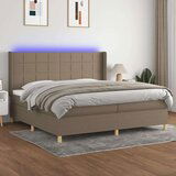 Krevet box spring s madracem LED smeđesivi 200x200 cm tkanina | shoptok.hr