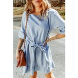 Fenzy Mini Obleka Iz Jeansa Z Volančki, Svetlo Modra | Shoptok.si