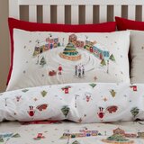 Catherine Lansfield Bela/bež podaljšana posteljnina za zakonsko posteljo 230x220 cm Christmas Town – | Shoptok.si
