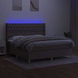 Krevet box spring s madracem LED smeđesivi 160x200 cm tkanina | Eponuda.com