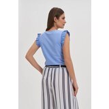 Marisse Sky Blue Blouse With Ruffles On The Shoulders | Eponuda.ba
