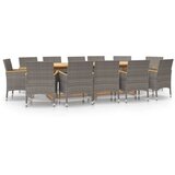 vidaXL 13-dijelni vrtni blagovaonski set s jastucima sivi | shoptok.hr