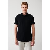 Avva Men's Black Easy-to-Iron Classic Collar Knitted Lycra Cotton Slim Fit Slim Fit Short Sleeve Shirt Cene