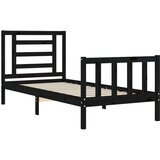  Za krevet s uzglavljem crna 100x200 cm od masivnog drva | shoptok.hr