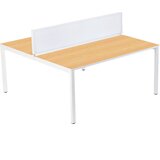 Paperflow Skupinska pisalna miza za 2 osebi, širina 1600 mm, globina 800 / 1660 mm, bele barve / bukev | Shoptok.si