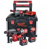 Milwaukee aku set - vibraciona bušilica-odvijac + udarni odvijac + bušilica-cekic + ugaona brusilica + punjac + 3 baterije + kutija M18 FPP4B-503P SET | ePonuda.com
