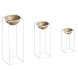WALLXPERT Set ukrasnih saksija GED-019-C, 28x80cm, 17x40cm, 22x60cm, Bijelo-zlatna | Eponuda.ba