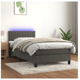  Box spring postelja z vzmetnico LED temno siva 90x200 cm žamet | Shoptok.si