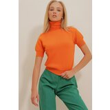 Trend Alaçatı Stili Women's Orange Turtleneck Short Sleeve Basic Knitwear Sweater Cene