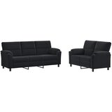  Set sofe 2 pcs Crna Baršun - Crna 2-sjedalo (120 cm) + 3-sjedalo | shoptok.hr
