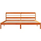 vidaXL Posteljni okvir z vzglavjem voščeno rjava 200x200 cm borovina | Shoptok.si