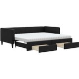  Dnevni krevet na razvlačenje s ladicama crni 90x190 cm tkanina | shoptok.hr